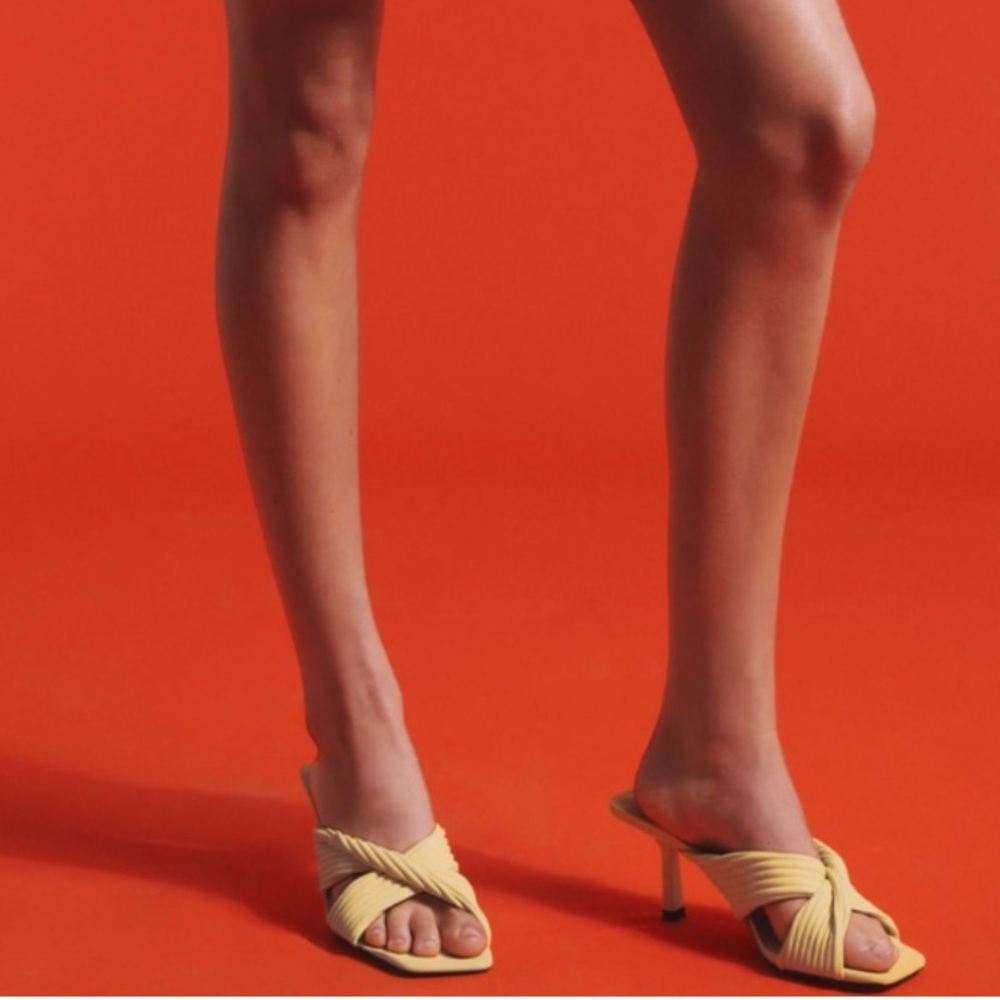 Zara Strappy Yellow Kitten Heels
